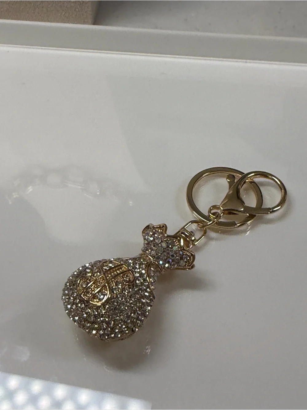 Gold Crystal Money Bag Keychain - Sparkling Charm